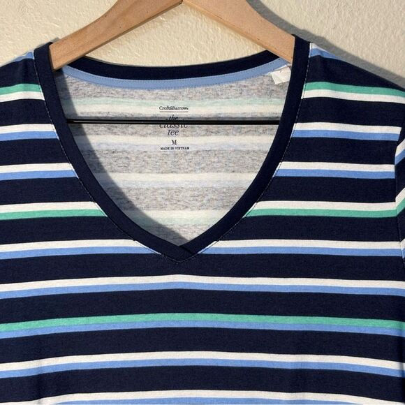 Croft & Barrow Lot 2 Striped Tees - White Pink & Navy Green 100% Cotton Women M. - Picture 11 of 16